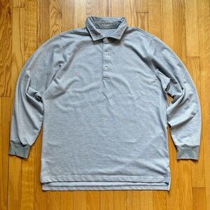 Fairway & Greene Men’s Long Sleeve Polo Shirt “The Natural” Large Gray White